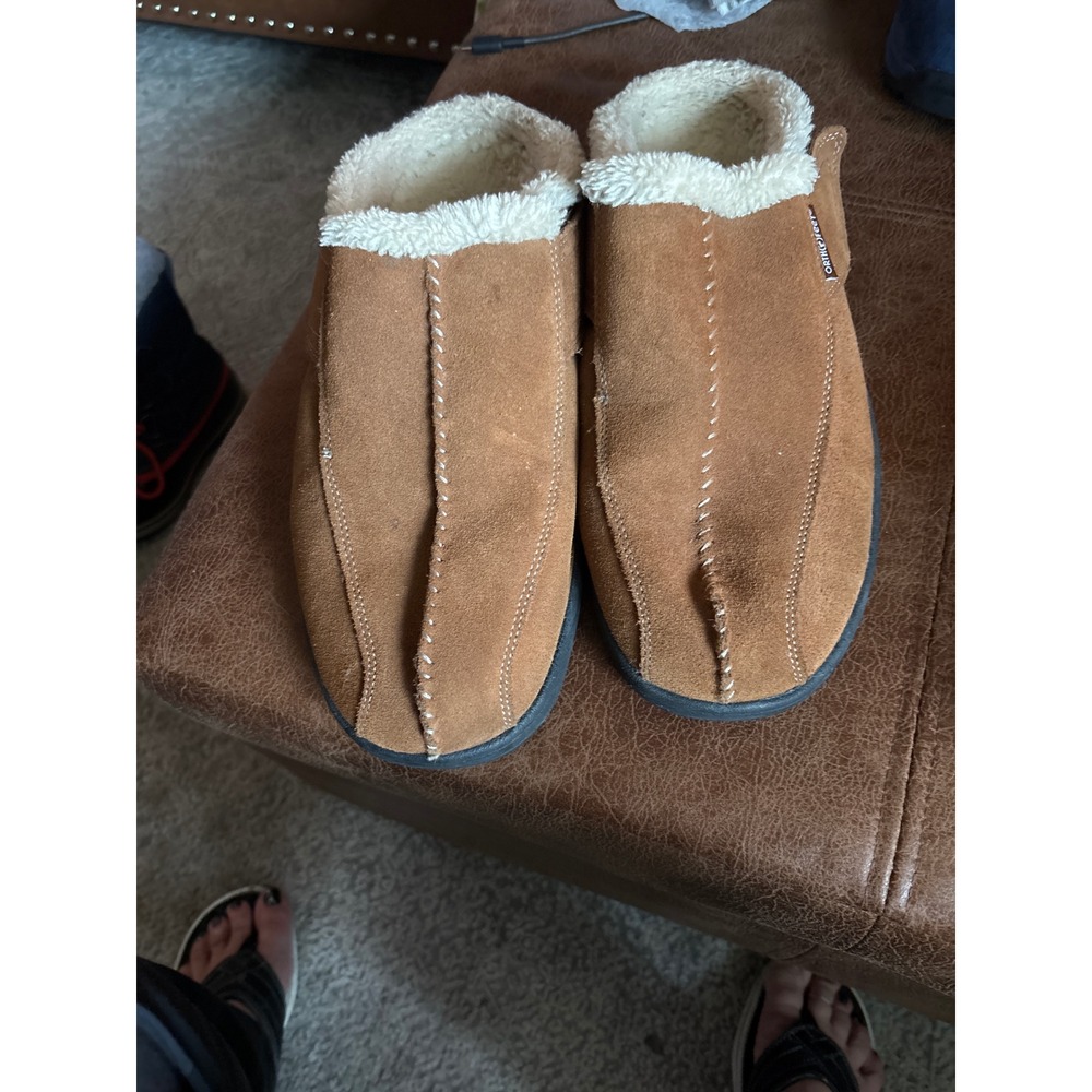 Orthofeet Hudson Slippers Mens 12 Brown Orthopedic Suede Clogs 5331